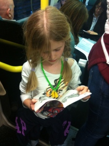 Train home. Reading while travelling!
